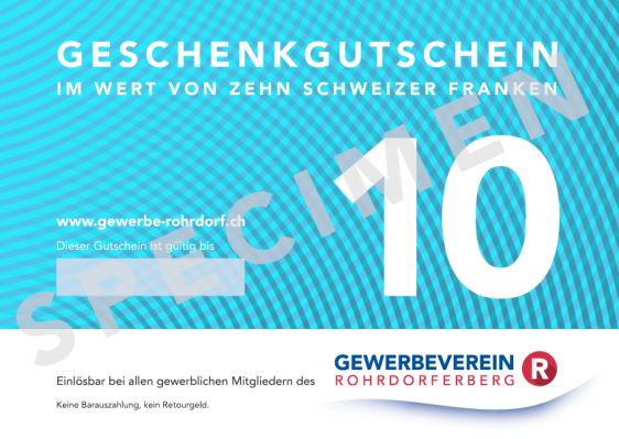 Geschenkgutschein des Gewerbeverein Rohrdorf (Wert CHF 10.–)